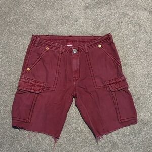True Religion Men's Dark Red Cargo Shorts